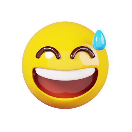 Grinsendes Gesicht mit Schweiß-Emoji  3D Emoji