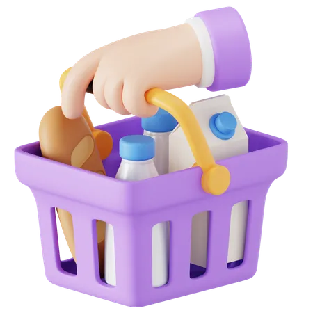 Hand Holding Groceries 3D Icon
