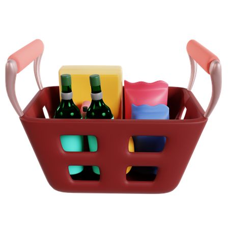 Groceries Basket  3D Illustration