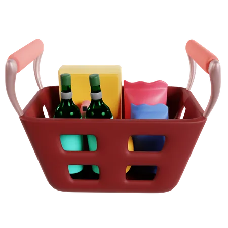 Groceries Basket  3D Illustration