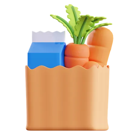 Grocery Bag  3D Illustration