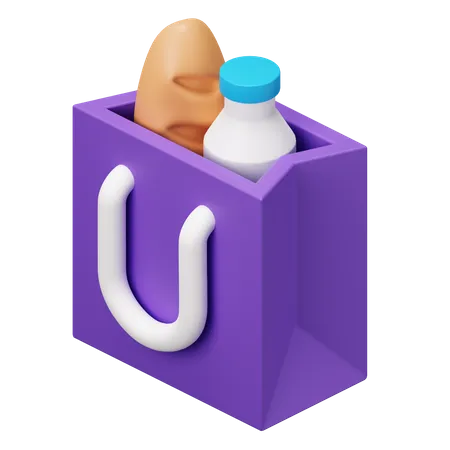 Grocery Bag  3D Illustration