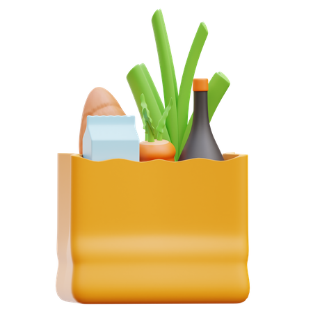 Grocery Bag 3D Illustration