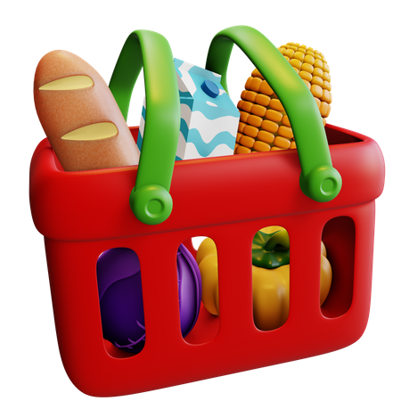 Grocery Basket 3D Illustration