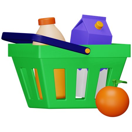 Grocery Basket 3D Icon