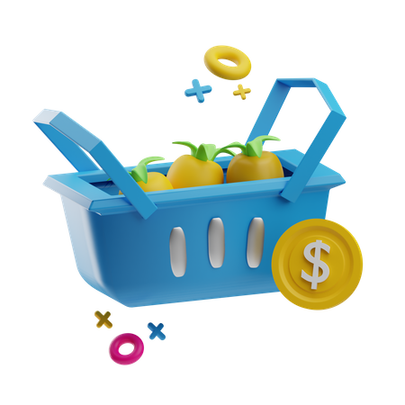 Grocery Basket 3D Icon