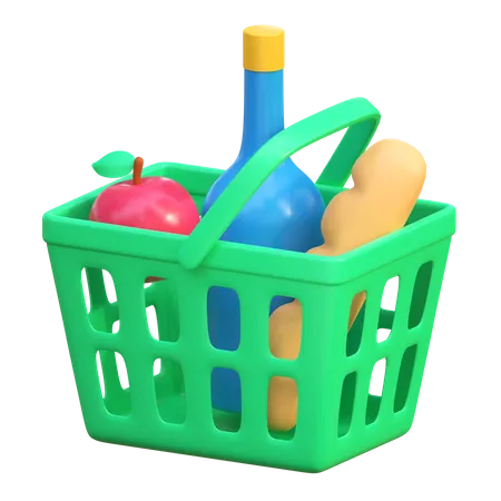 Grocery Basket Icon Food Delivery 3 D Illustration 3D Icon