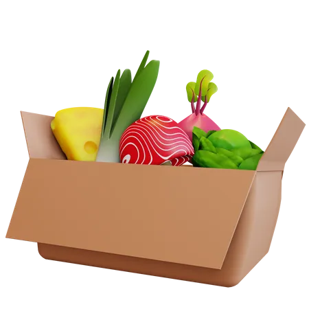 Grocery Box  3D Illustration