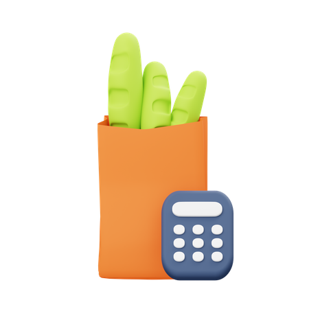 Grocery Calculator  3D Illustration