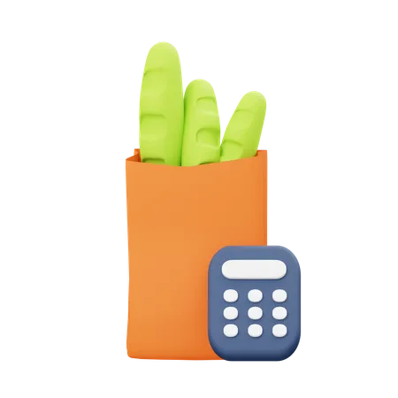 Grocery Calculator  3D Illustration