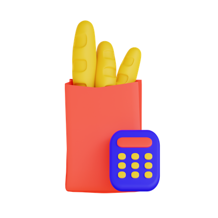 Grocery Calculator  3D Illustration