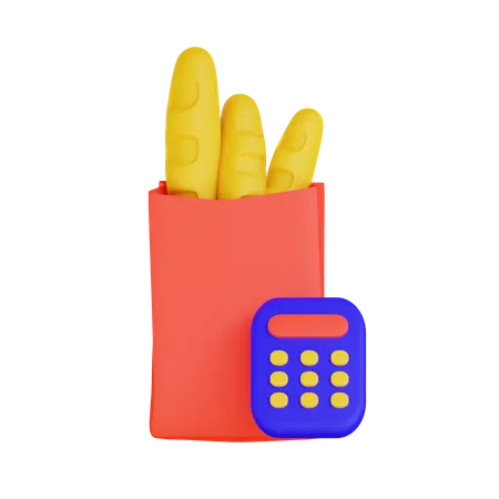 Grocery Calculator  3D Illustration