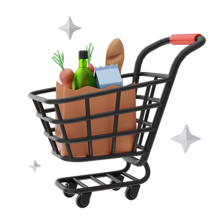 Grocery Cart  3D Icon