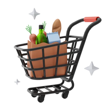 Grocery Cart  3D Icon