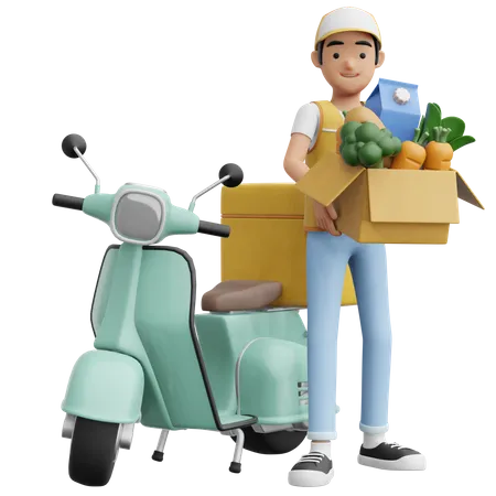 Grocery Delivery  3D Illustration