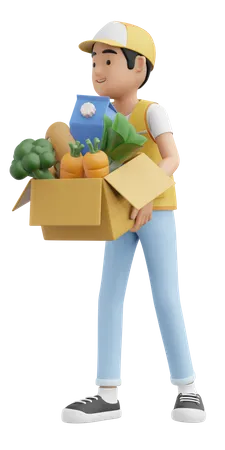 Grocery Delivery  3D Illustration