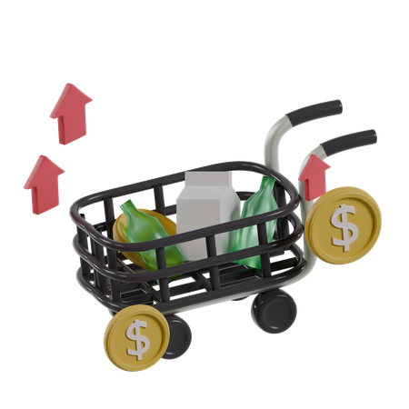 Grocery Price Up  3D Icon