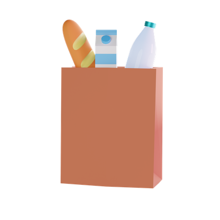 Grocery Shopping Bag  3D Illustration