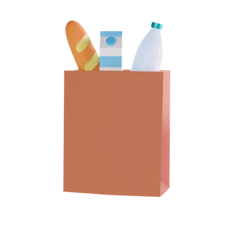 Grocery Shopping Bag  3D Illustration