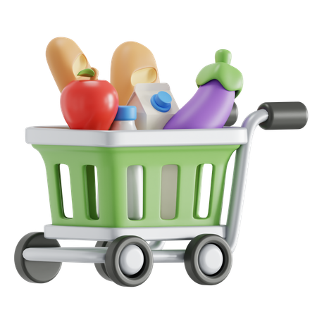 Grocery trolley  3D Icon