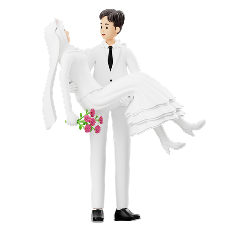 Groom Carrying Bride  3D Icon