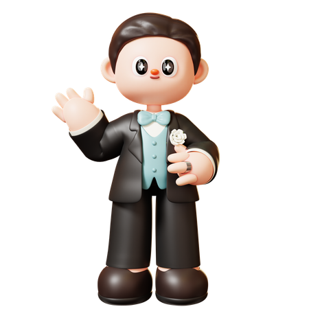 Groom Greeting  3D Illustration