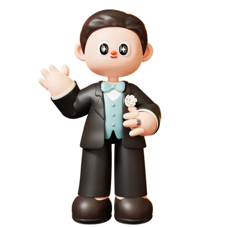 Groom Greeting  3D Illustration