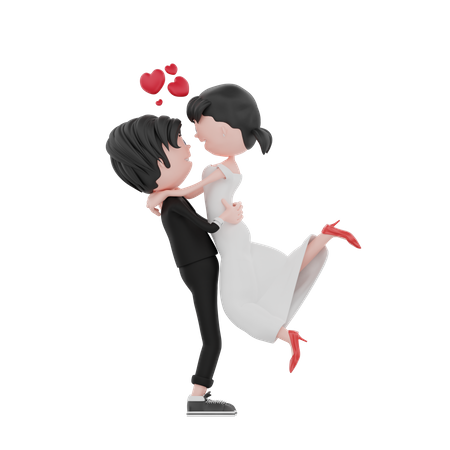 Groom holding bride  3D Illustration