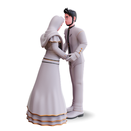 Groom kissing bride on head  3D Illustration