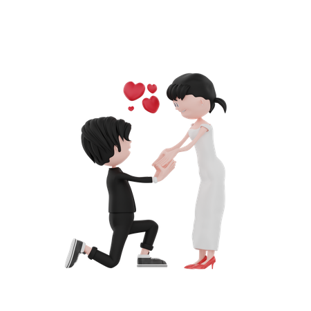 Groom proposing bride  3D Icon