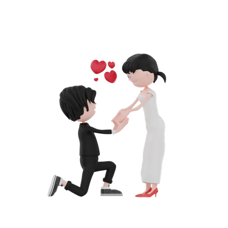 3 D Bride And Groom Character Are Wedding Pose 3D Illustration