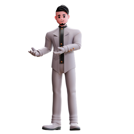 Groom showing something  3D Illustration