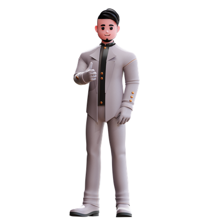 Groom showing thumbs up  3D Icon