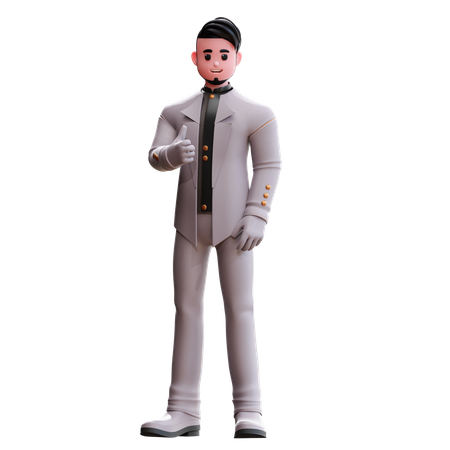 Groom showing thumbs up 3D Illustration