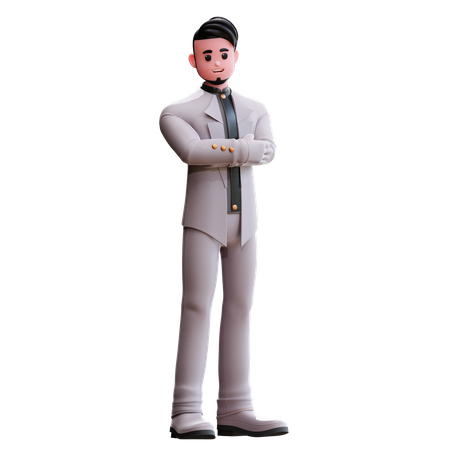 Groom standing with folded hands 3D Illustration