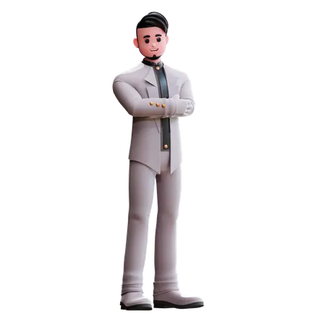 Groom standing with folded hands  3D Illustration