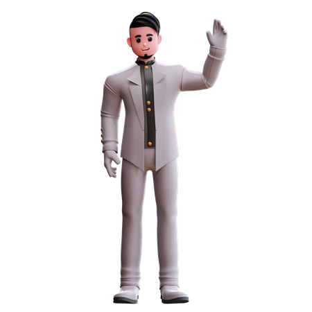 Groom waiving hand  3D Icon