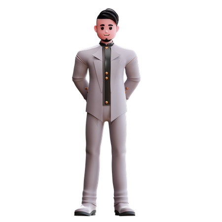 Groom with hands behind  3D Icon