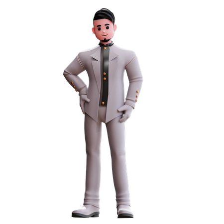 Groom with hands on waist  3D Icon