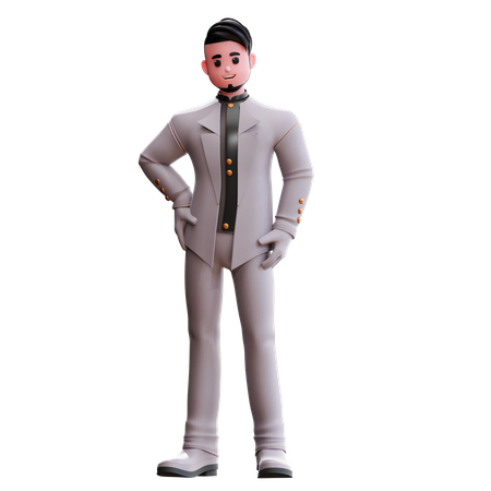 Groom with hands on waist  3D Illustration