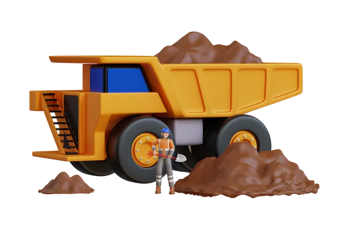 Großer Steinbruch-Muldenkipper in einem Kohlebergwerk  3D Illustration