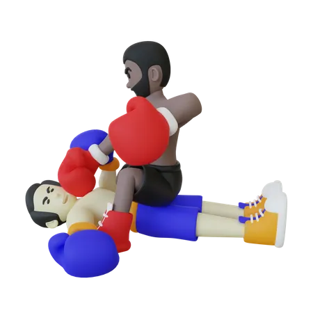 Ground Fight Boxing  3D Illustration