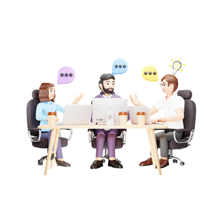 Group Discussion in Business  3D Icon