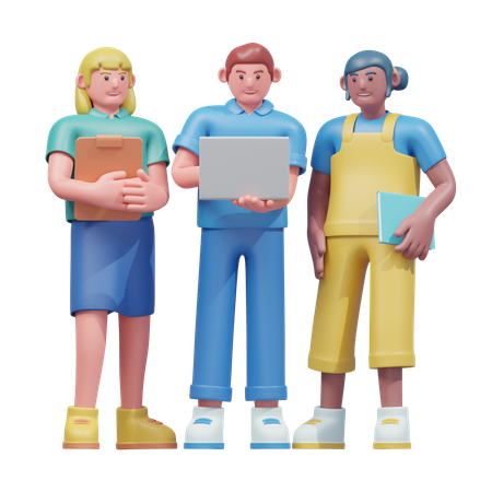 Group Of Students Collaborating  3D Icon