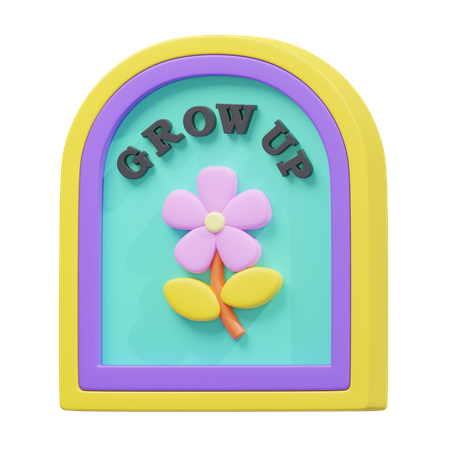 Grow Up Flower Sticker  3D Icon