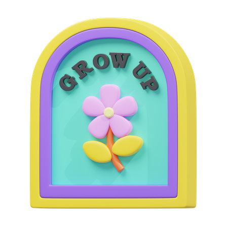 Grow Up Flower Sticker  3D Icon