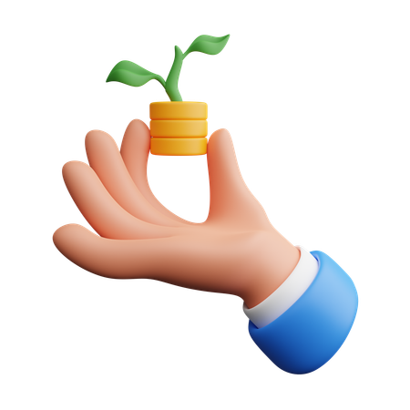 Growing coin hand holding  3D Icon