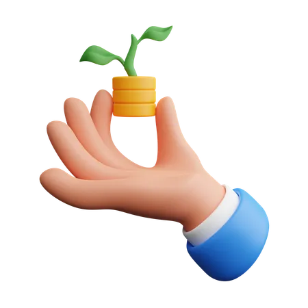 Growing coin hand holding  3D Icon