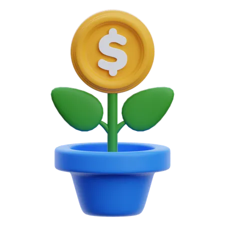 Growing Financial Wealth With Money  3D Icon