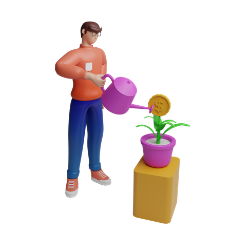 Growing investment money  3D Icon